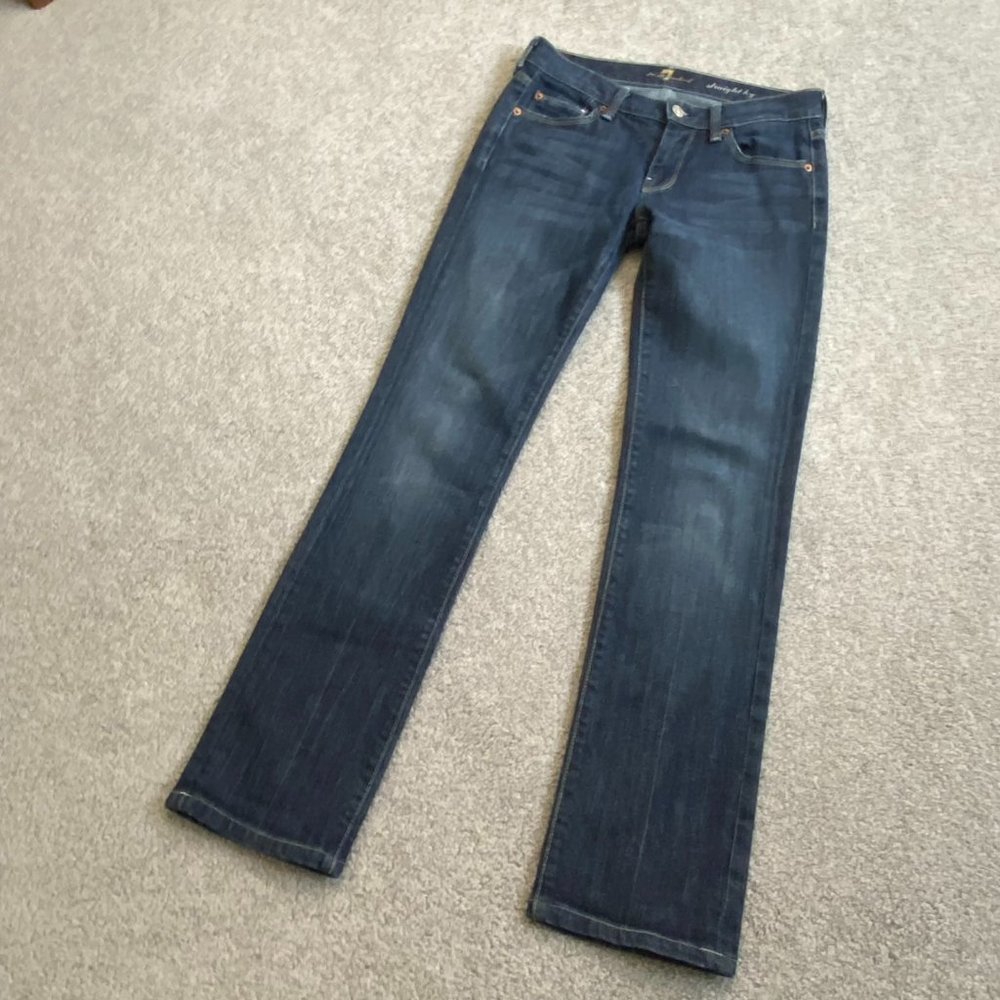 - 7 for All Mankind Soft Blue Denim Straight Leg Jeans US26   - V582
